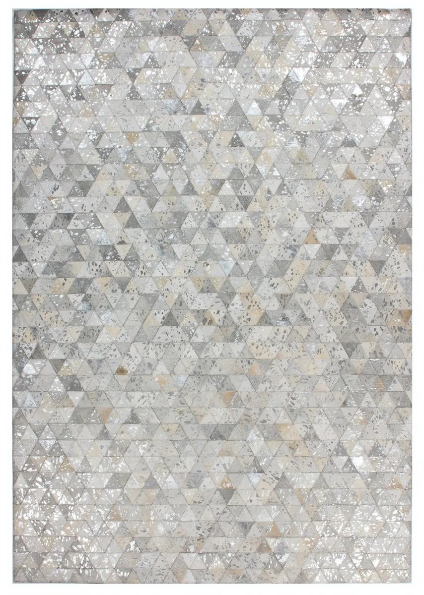 Dutch XXL Leren Vloerkleed | Tapijt | Rocket | Geometrisch | Grijs/Zilver | 80x150 cm Grijs / Zilver