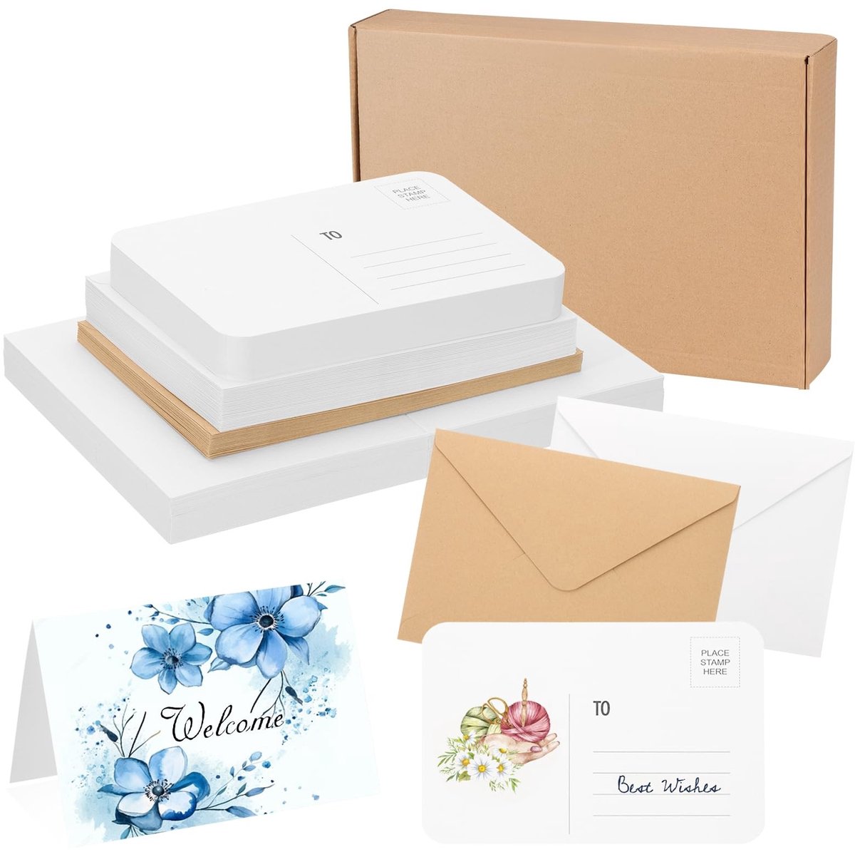 Set van 30 Aquarelkaarten met Enveloppen - Puur Katoenpapier, 101 x 152 mm