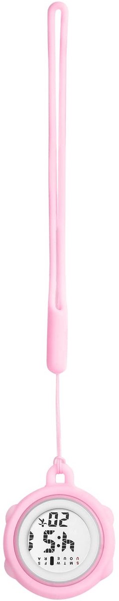 Karabijnhorloge met Siliconen Hoes en Alarmfunctie - Roze