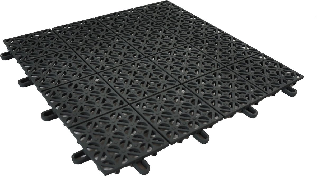 Interlocking Patio Tegels - Set van 22 - 30 x 30 cm - Donkergrijs