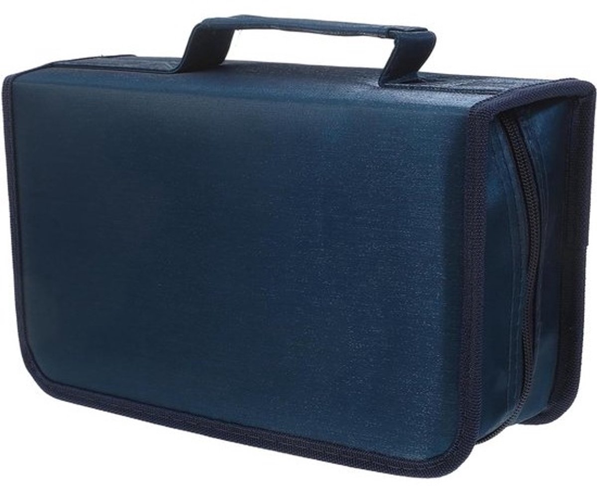 Cd Opbergtas - Dvd Map Cd Hoesjes - Media Organiseren - 128 Schijven Capaciteit - 28.50x16.00x9.00CM - Donkerblauw