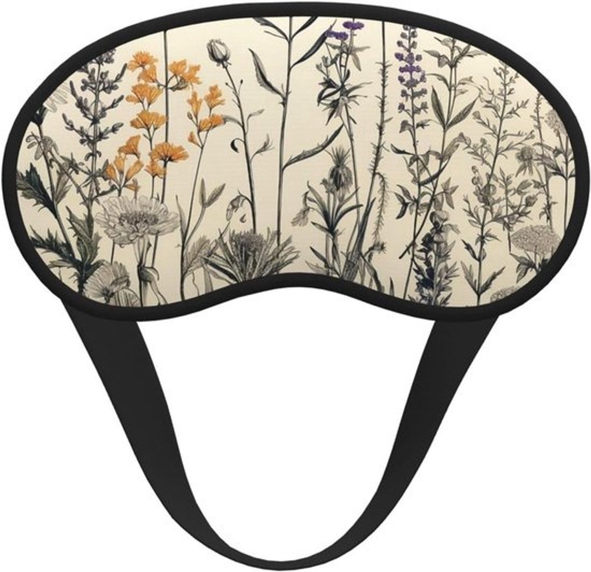 Slaapmasker Zonder Druk - Oogmasker Verduisterend - Ontspannen Slapen - Zijdezacht Materiaal - 195 x 10 cm - Botanisch Print