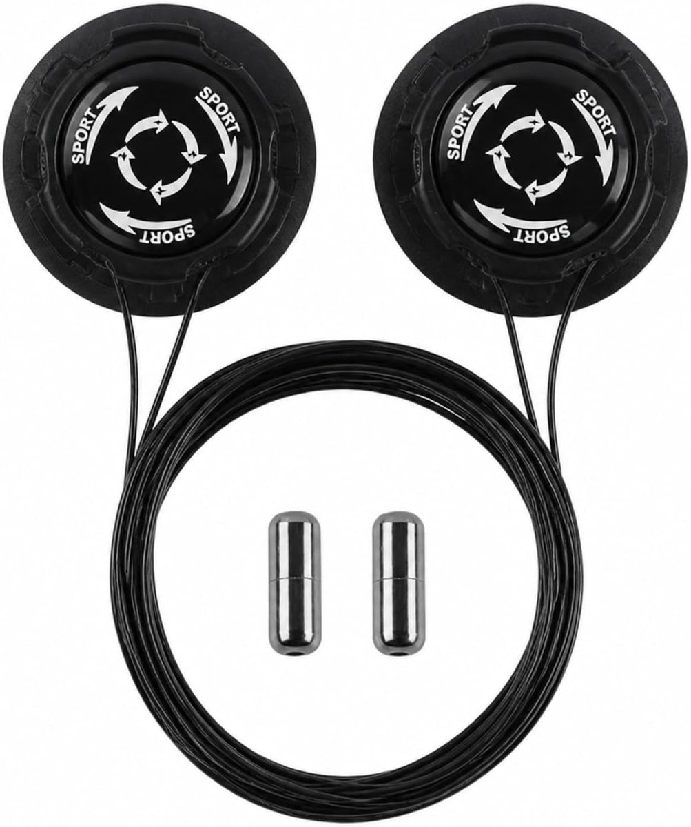 Automatische veters zonder knopen, twist-systeem met stalen kabel, veters met vergrendeling voor sportschoenen, zwart, 1,5 m - ideaal voor gemak en comfort tijdens het sporten