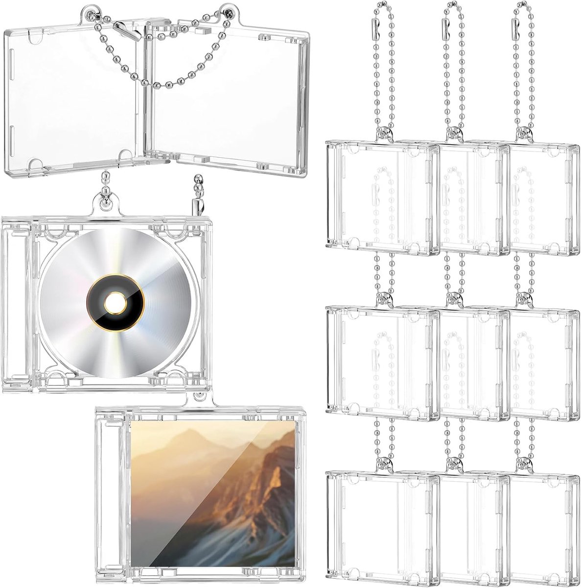 10 Stuks Mini CD Jewel Cases - Duidelijke Plastic CD Cases voor DIY Sleutelhangers en Decoratie, Geschikt voor CD's en DVD's
