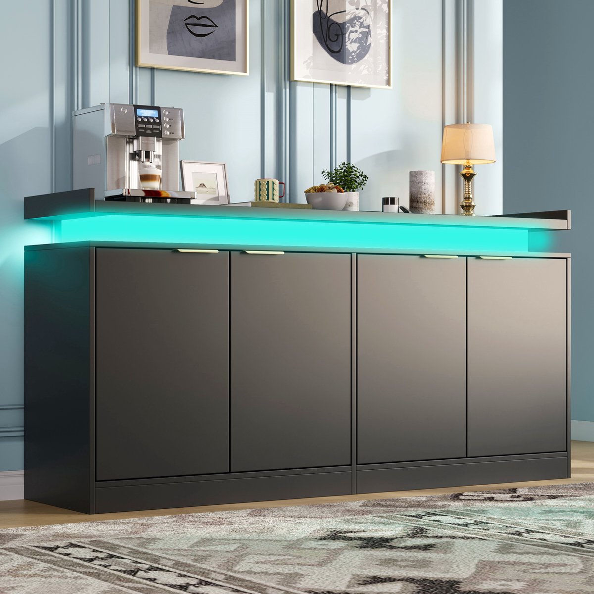 Clruro Dressoir - 160 x 39 x 83 cm - RGB LED - 4 Deuren - MDF