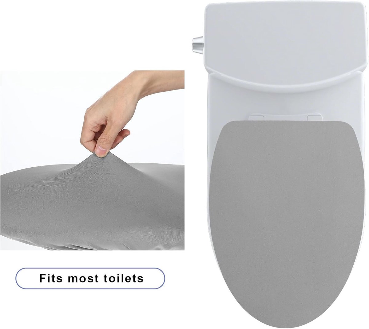 Toiletbrilhoes met Elastische Onderkant, Geschikt voor de meeste Toiletten, Grijs, Bescherming tegen Vuil en Warmte, Eenvoudig te Installeren