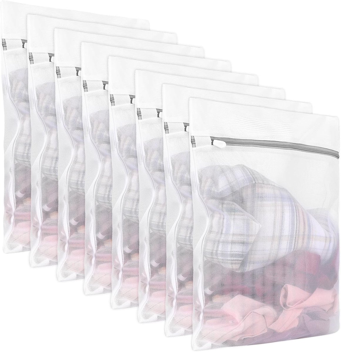 Wasbare Mesh Waszakken voor Delicate Was - 8 Stuks voor Lingerie, Sokken, Ondergoed en Reizen (40 x 30 cm)