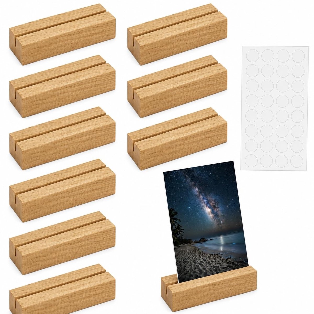 Houten Kaarthouders - Set van 10 Stuks - Compact Formaat