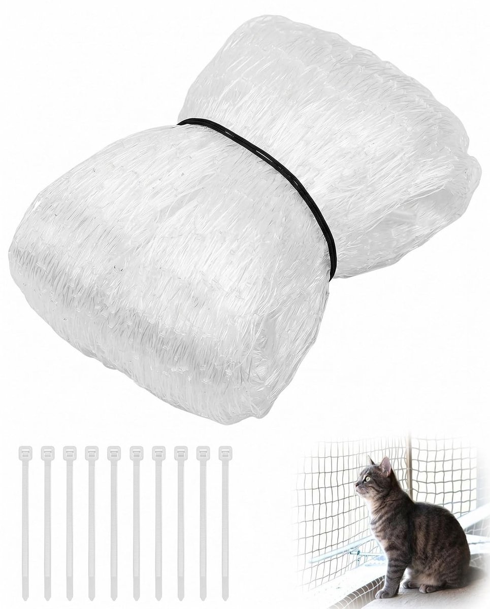 Kattennet voor Balkon - 6 x 3 m - Transparant en Snijdbaar
