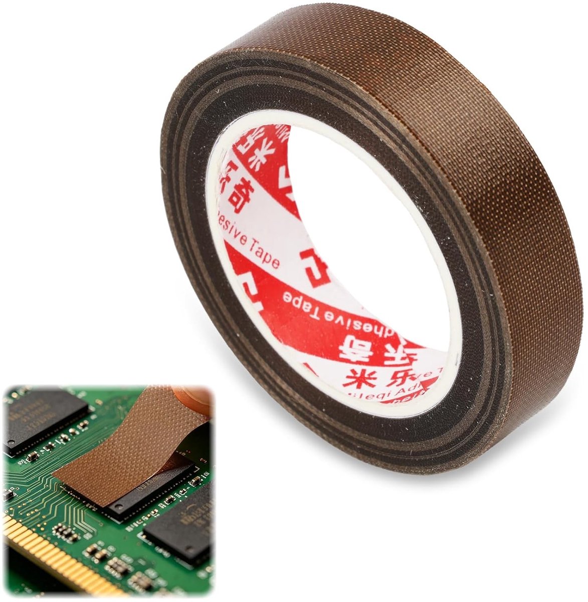 Zelfklevende PTFE Tape 13mm x 10m - Hoge Temperatuur, Geschikt voor Vacuum en Puls Sealing, Bruin, 0.25mm Dikte