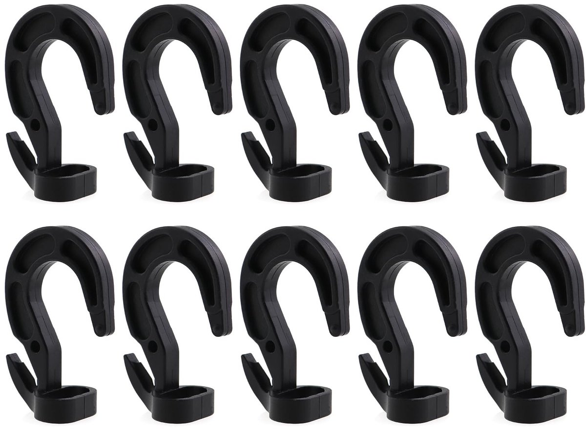 Elastische Plastic Schokhaak - 10 Stuks - Zwart