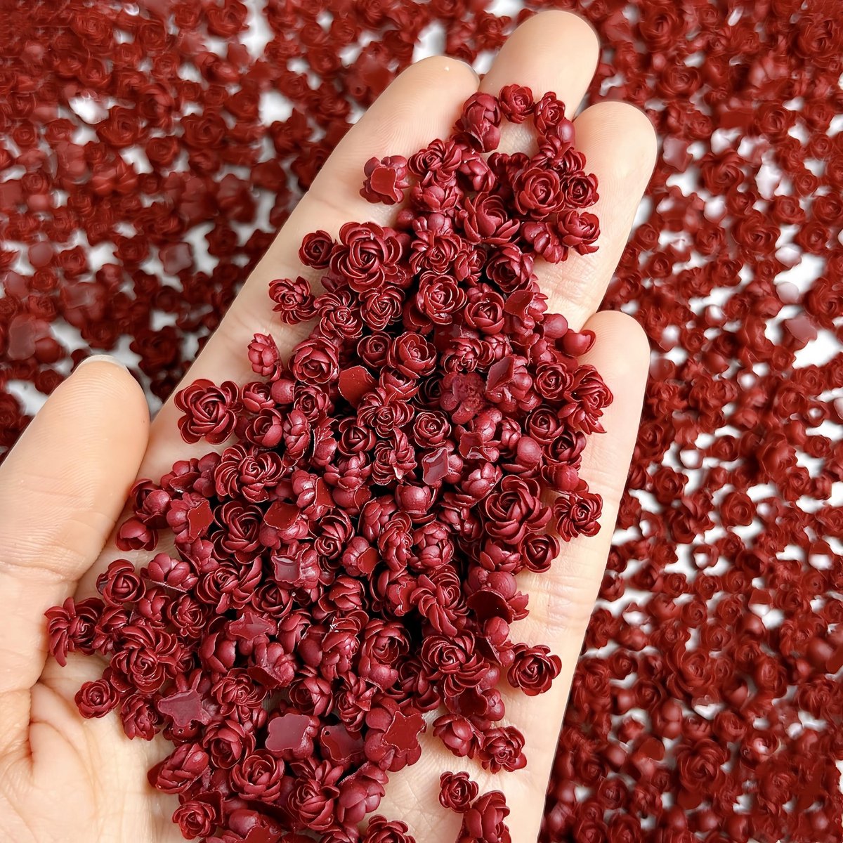 200 stuks wijnrode rozen nagelscharms - 3D hars bloemen