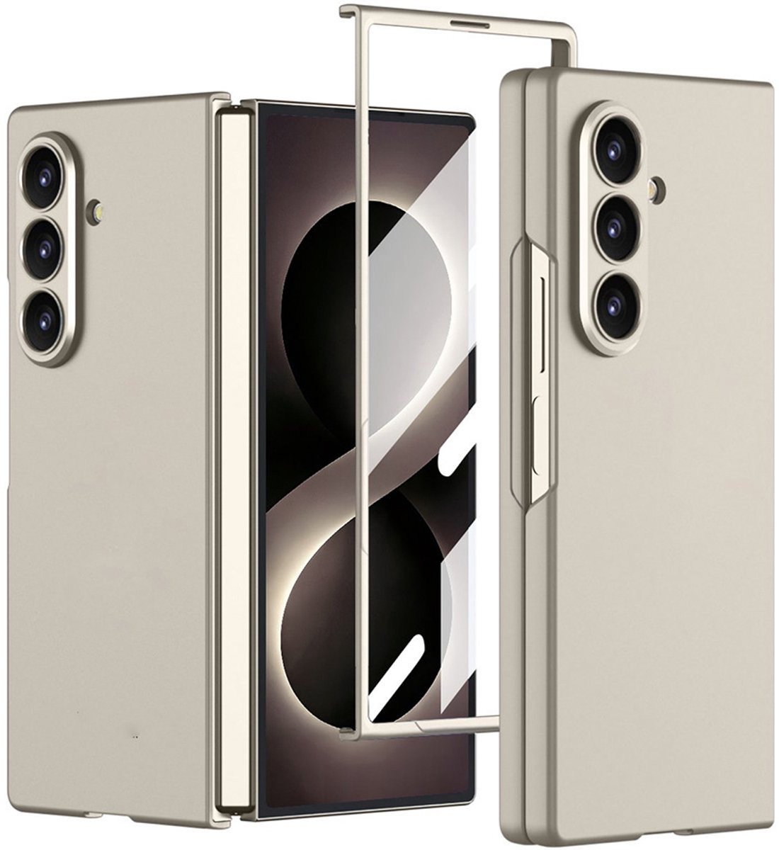 CaseMania Backcase hoesje geschikt voor Samsung Galaxy Z Fold 8 Ultra - Goud - TPU (Zacht) - Ultra Dun - Ingebouwde Screen Protector Fingerprint Compatible