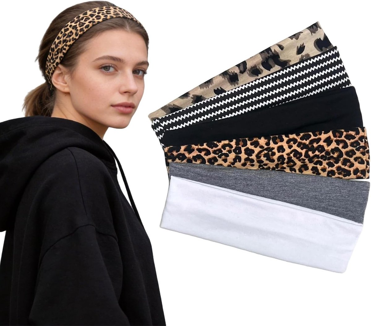 Zachte en Elastische Haarbanden voor Dames - 6 Stuks, Niet-Slip, Ideaal voor Yoga, Joggen en Fitness