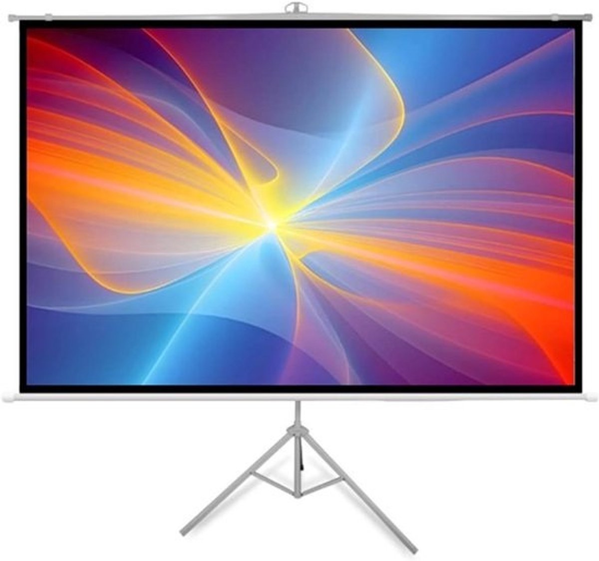 Projectiescherm met Statief - Draagbaar Scherm Oprolbaar - Thuisbioscoop Creëren - 170 Graden Kijkhoek - 72 Inch 16:9 - Wit