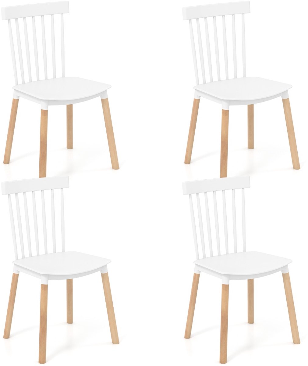 SureDeal® - Eettafel - Eetkamerstoelen Keukenstoelen - Massief Houten Poten - Antislip Voetkussens Eetstoelen - 51,5x48x83 cm - Wit