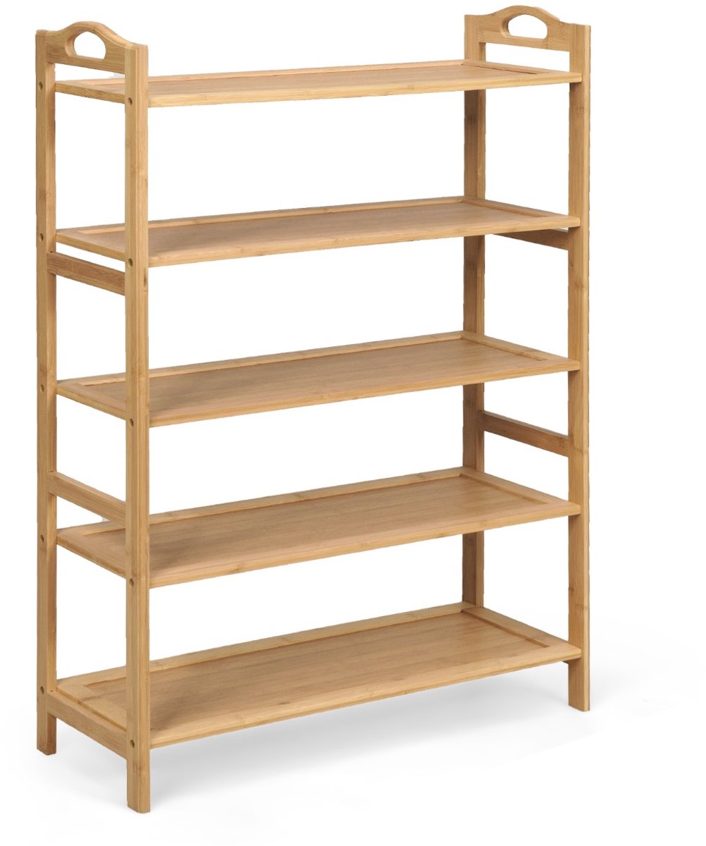 SureDeal® - Schoenenkast - 5-laags Bamboe Schoenenrek - Twee Ronde Handgrepen - 67,5x26,5x96,5 cm - Naturel