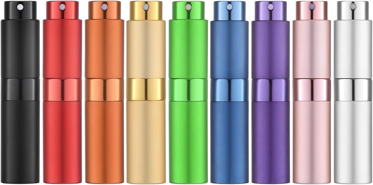 Vulbare aluminium parfumatomizer van 10 ml, ideaal voor reizen, lege flacon in 9 kleuren, perfect voor onderweg