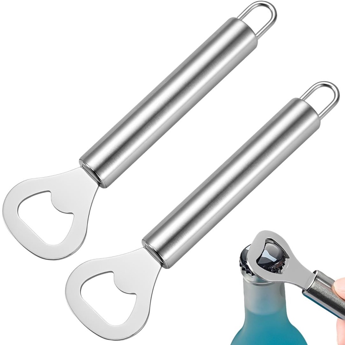 Flesopener Set van 2 - Roestvrij Staal voor Keuken en Bar