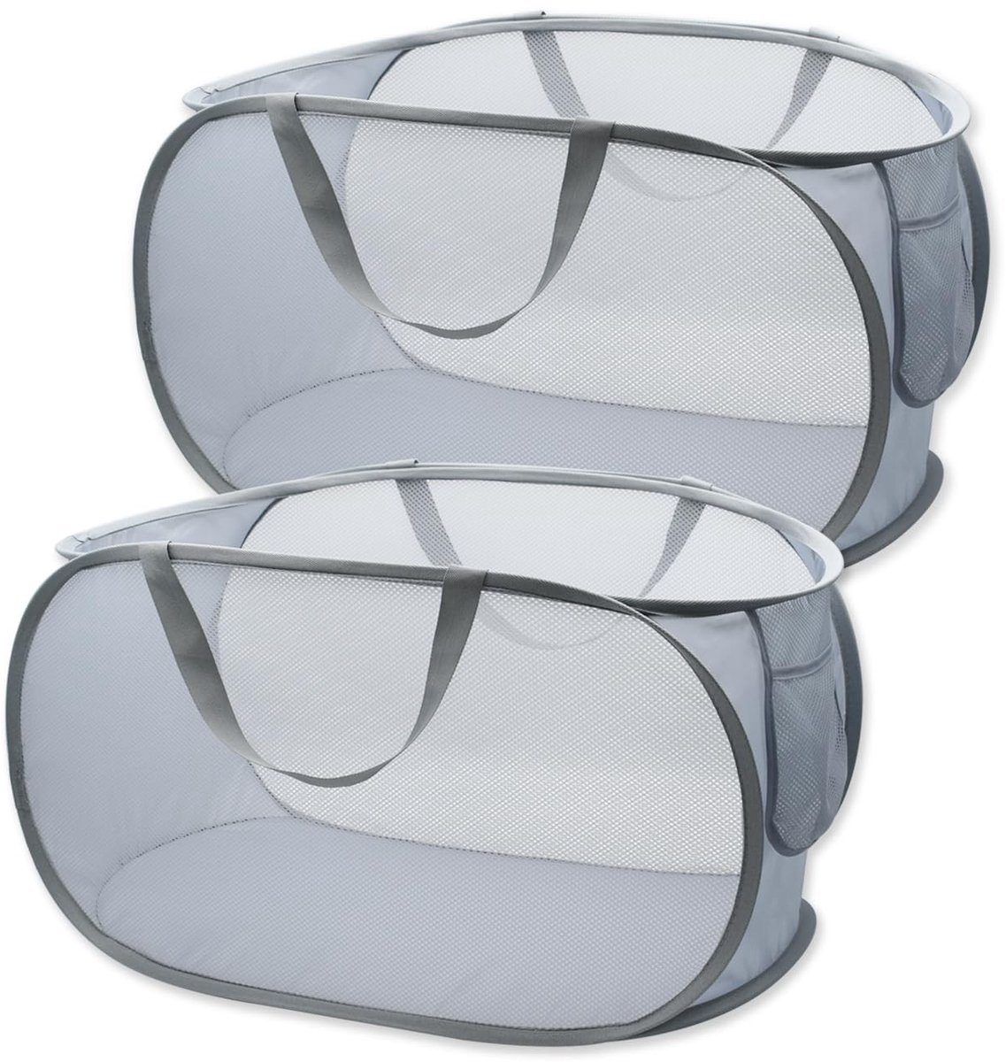 Mesh Wasmand Pop-Up met Zijvak - Grijs