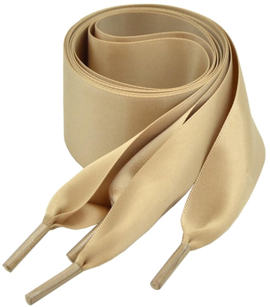 Satin Schoenveters - Extra Brede Platte Veters - Khaki - 130 cm