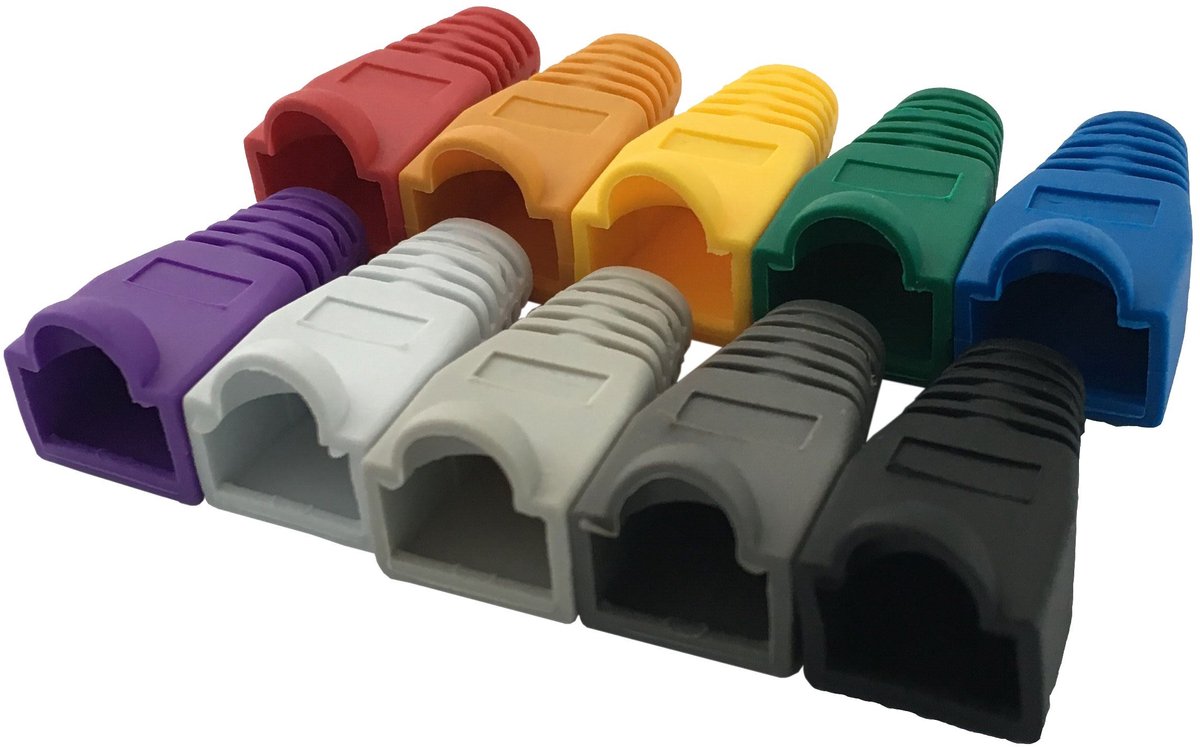 100 Stuks RJ45 Ethernet Kabel Beschermhoezen - Gemengde Kleuren