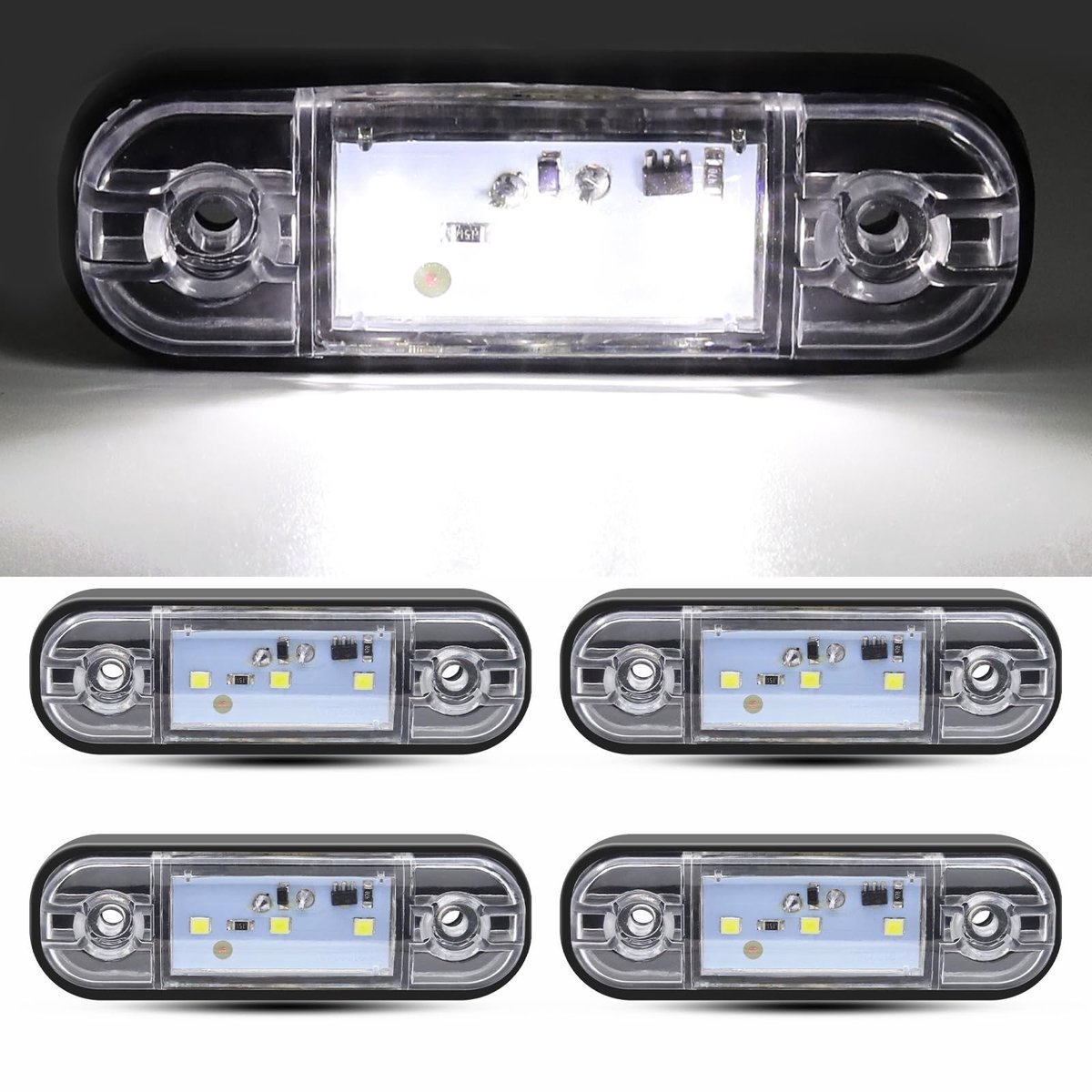 12V/24V Zijmarkeringslichten - 4 Stuks - 3-LED