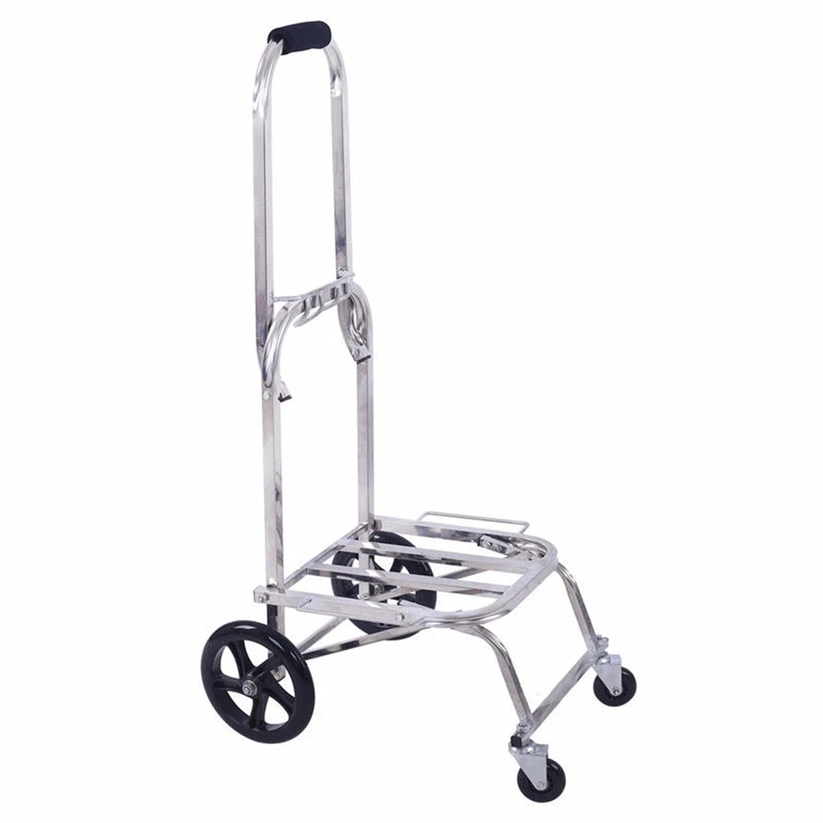 Draagbare roestvrijstalen trolley - Voor winkelen en transport - Zilver