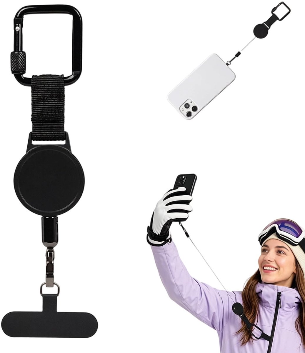 Intrekbare Diefstalbeveiliging voor Mobiele Telefoon - Zwart
