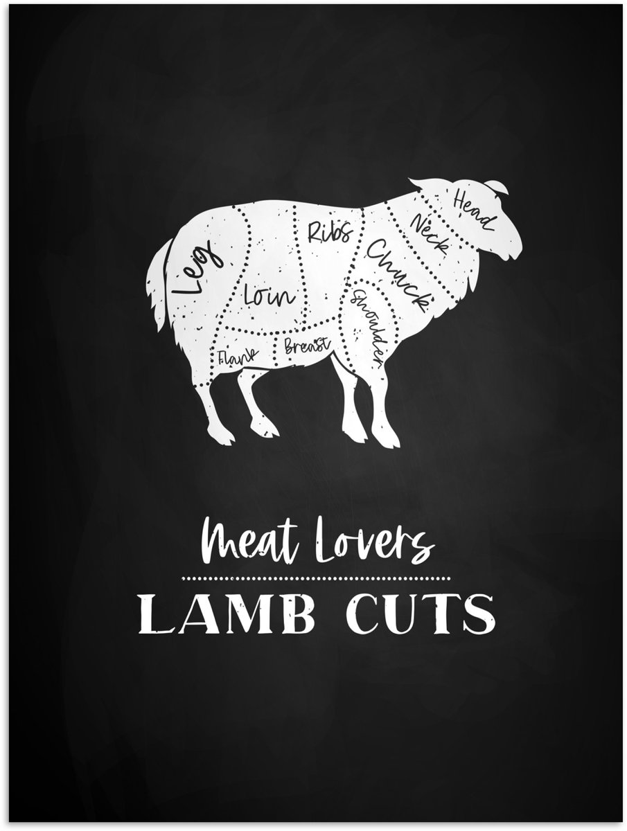Poster 90x120 cm - Schaap - Keuken - Vlees - BBQ - Posters - Kamer decoratie - Wanddecorat