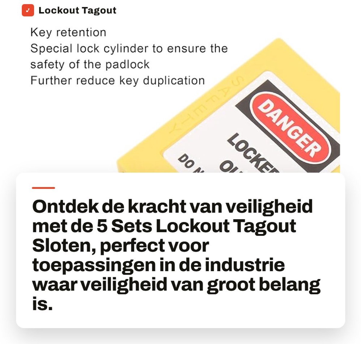 Dailygoods- Veiligheidshangslot 5 Sets - Isolatie LOTO - Nylon PA - 2 Sleutels per Slot - Geschikt voor Kernenergie - Beschrijfbaar Label - Lockout Slot