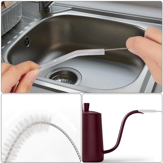 Borstels 13-delig, 21 cm Nylonborstel, Mini RVS Borstel, voor Flessen, Rietjes, Babyflessen, Bekers, Buizen, Koffiemachines - Wit — afbeelding 2