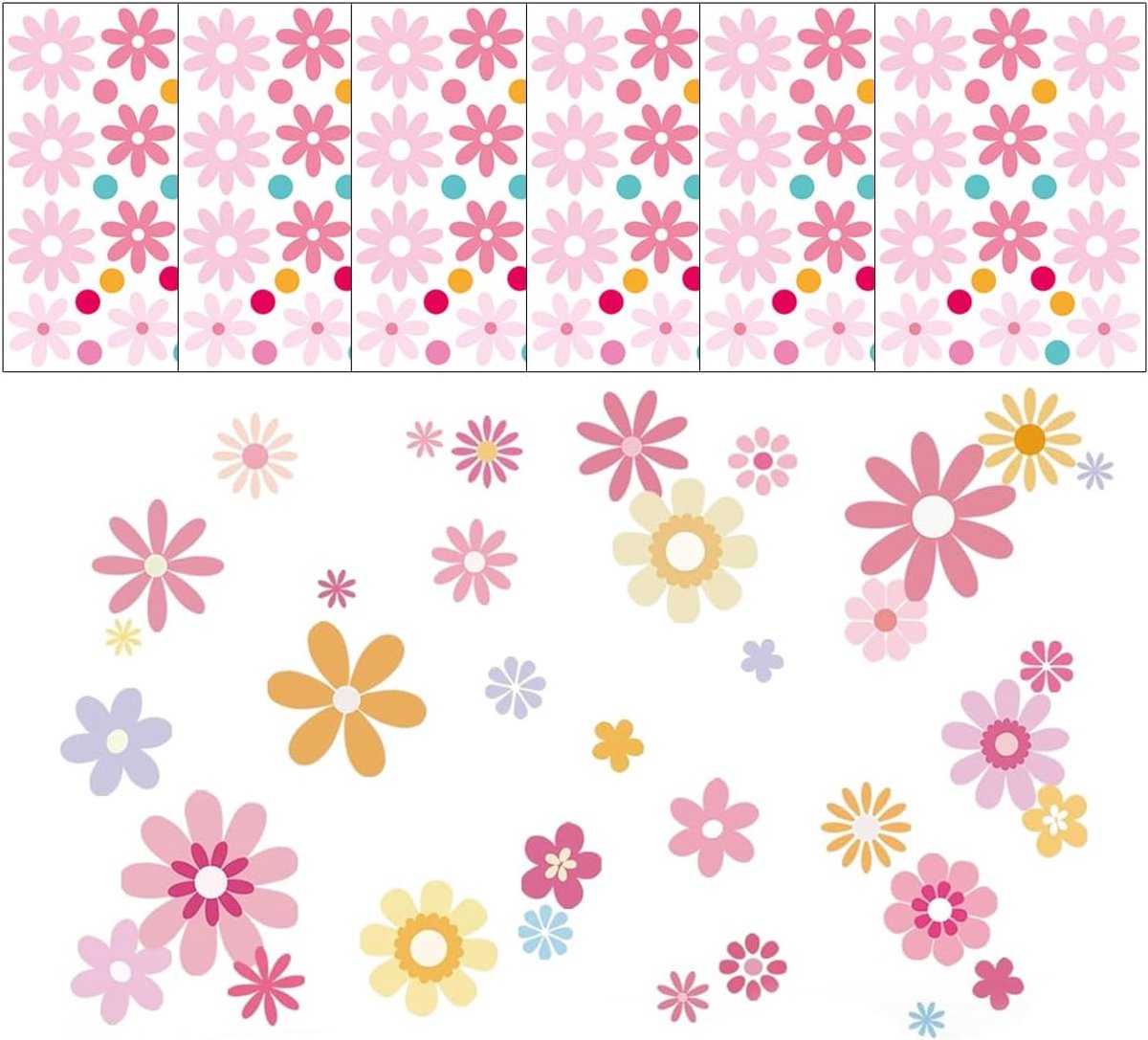 6 Blad Wandtattoo Kinderzimmer Gänseblümchen Zelfklevende Wandtattoo Wandsticker Wanddeco Diy Wandkleber Boho Für Mädchen Und Jungen Babyzimmer Schlafzimmer Kinderzimmer Deko(roza)