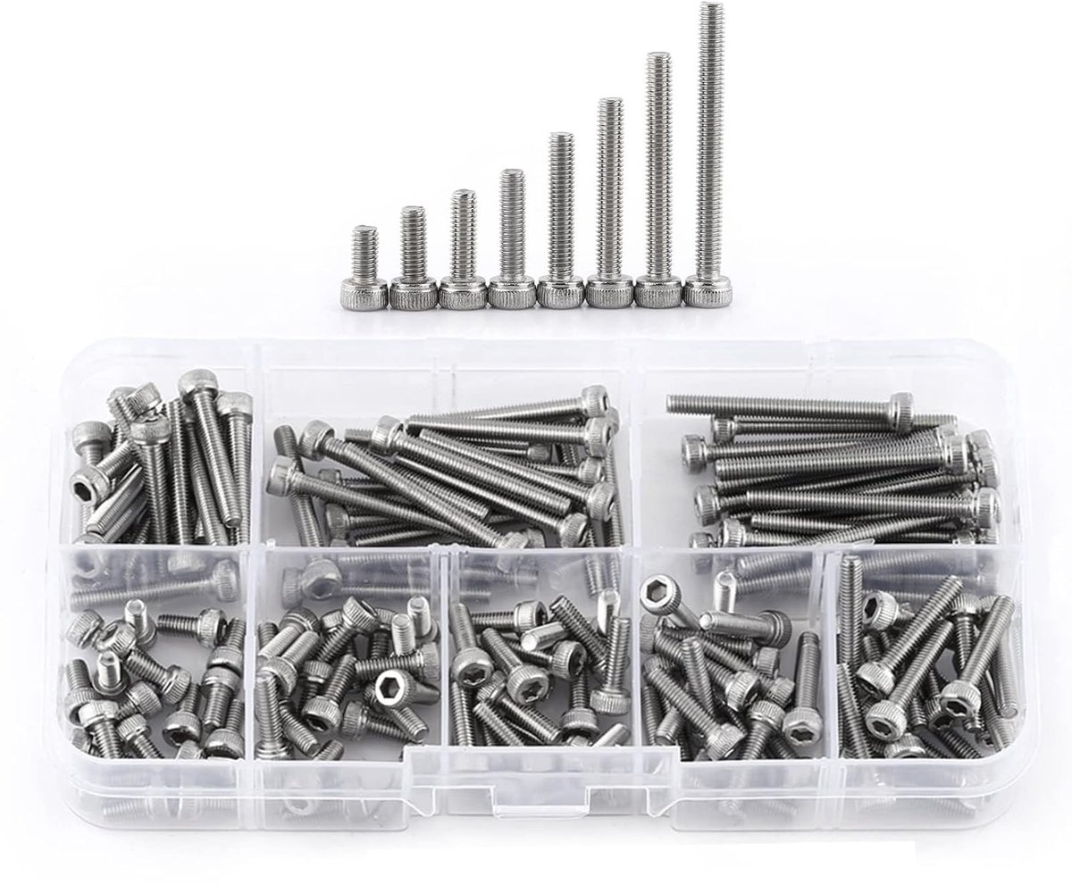 160 Stks M3 Moeren en Bouten Set, SS304 Roestvrijstalen Metrische Zeskant Dop Schroeven Bouten, Hex Socket Screws Assortiment voor Scheepsassemblage