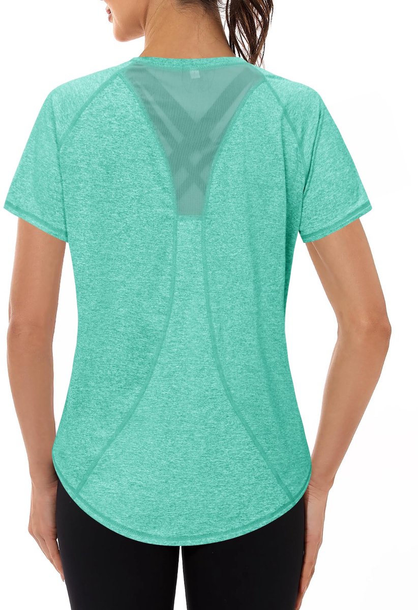 Sportshirt dames T-shirts dames korte mouwen elastisch shirt gym dames rug ademend mesh top fitness yoga hardlopen dans