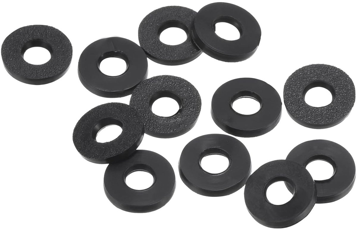 M4 Rubberen platte sluitring, 12 verpakkingen 4 mm ID 9 mm OD afdichting afstandhouder ring voor kraan, slang, waterslang, boutbevestiging, zwart