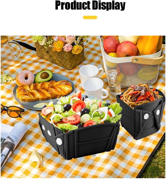 Opvouwbare Siliconen Campingkom - Draagbare Lunchbox voor Picknicken en Kamperen — afbeelding 3