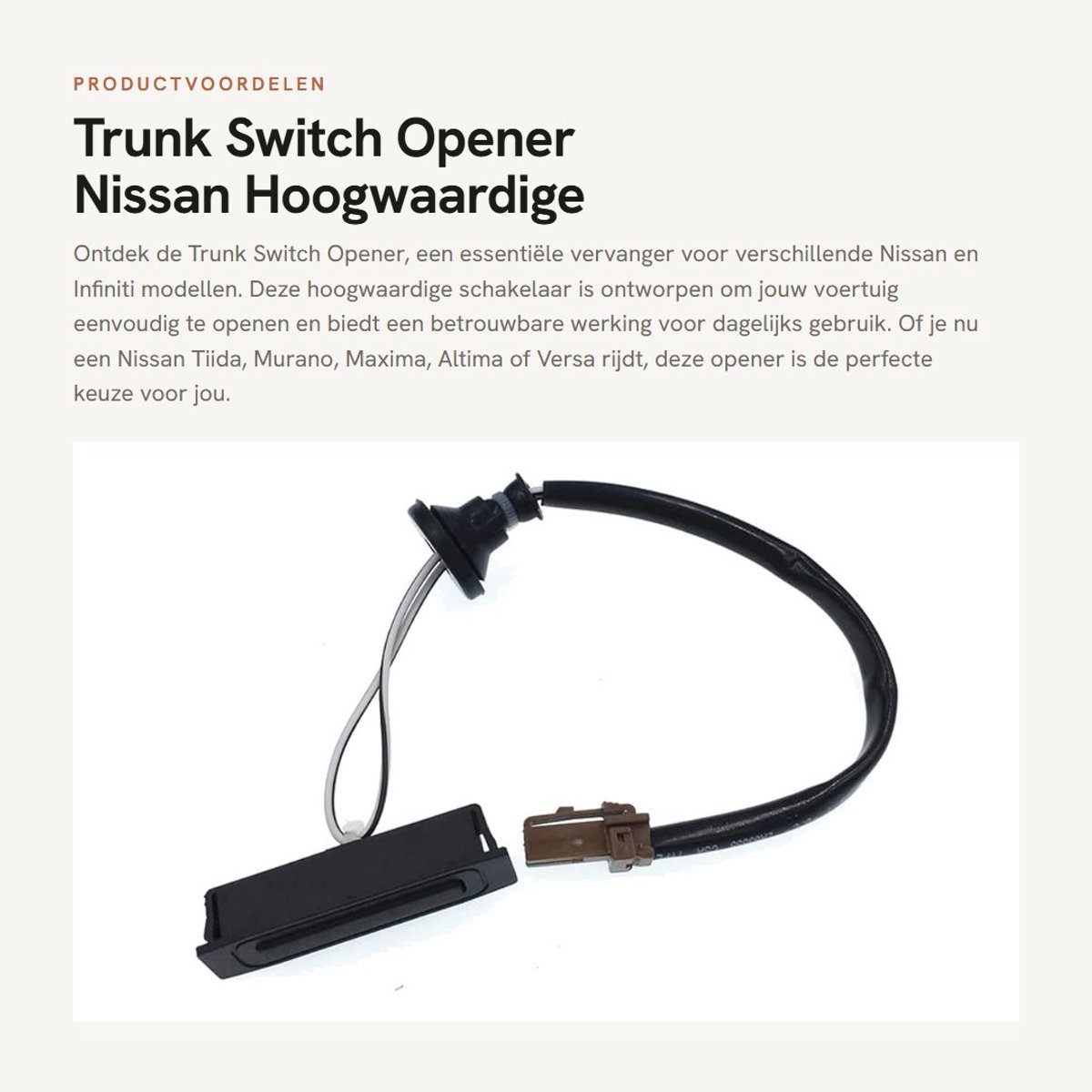 Dailygoods - Trunk Switch Opener - Nissan - Hoogwaardige vervanger - Geschikt voor diverse modellen - Eenvoudige installatie - Betrouwbare werking - P...