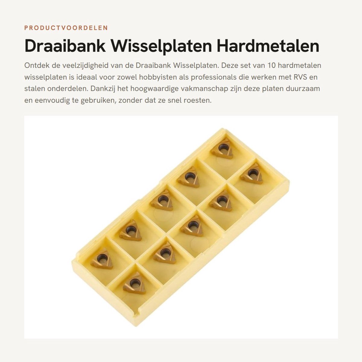 Dailygoods- Wisselplaten Set 10 Stuks - Hardmetalen Tips - CNC Draaigereedschap - Slijtvast - Hittebestendig - Hoogwaardige Kwaliteit - Snijplaten