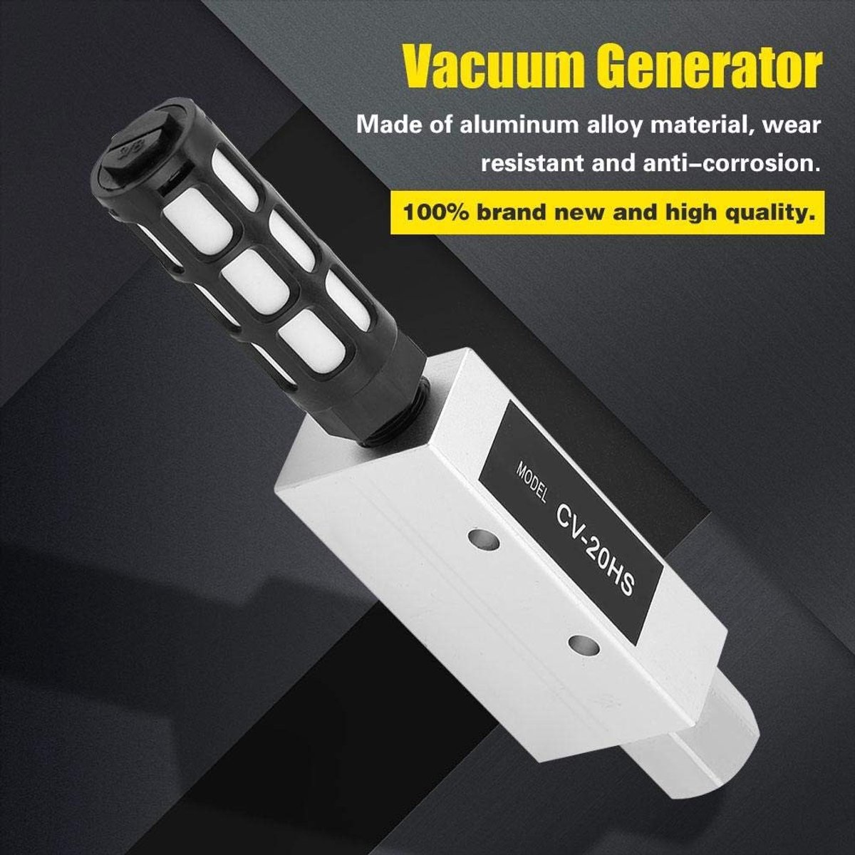 Dailygoods- Vacuüm-ejecteur CV-20HS - Pneumatische generator - Geluidsdemper - Aluminiumlegering - Zuigstroom 110 l/min - Werkdruk 1-6 BAR - Vacuümgenerator