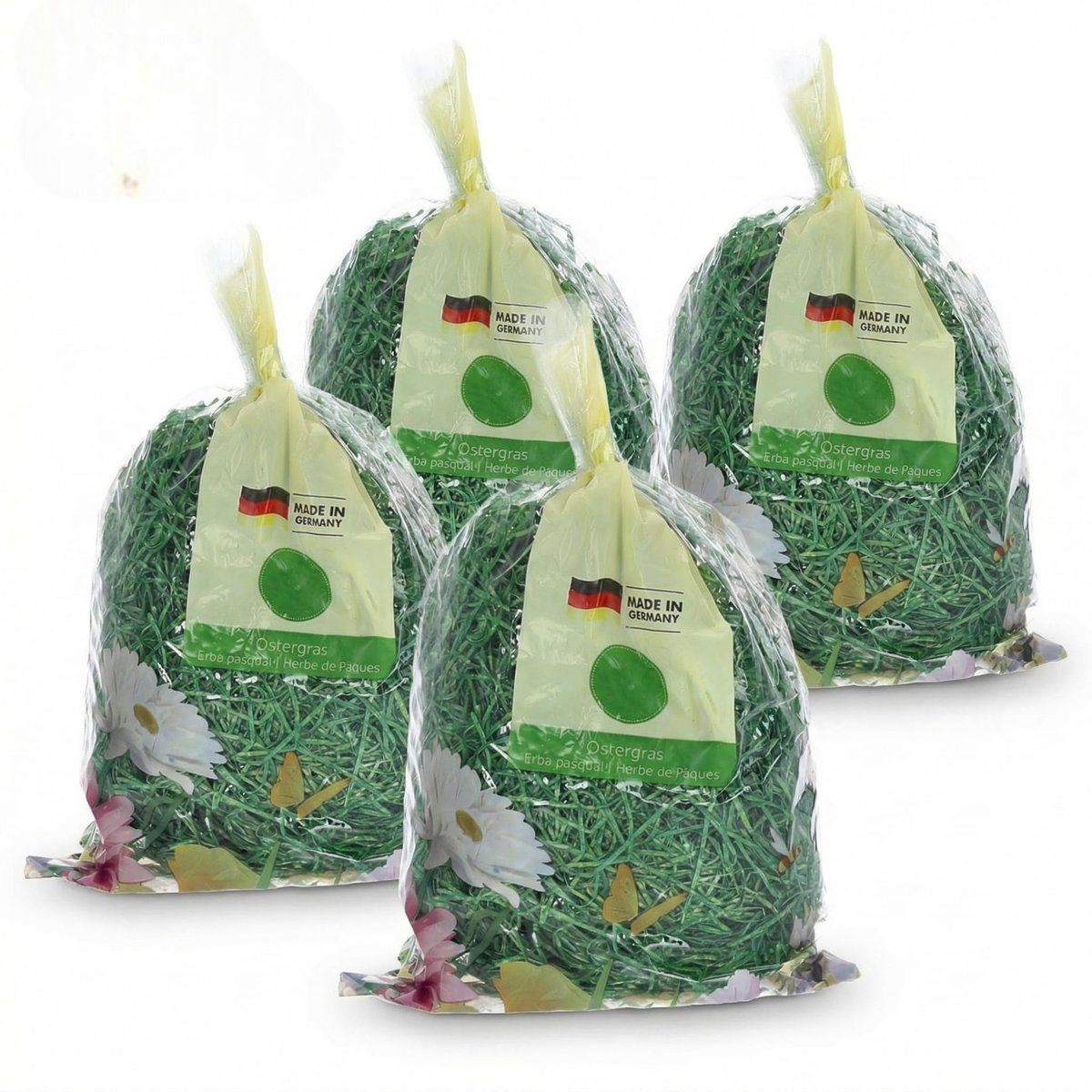 Dailygoods- Paasgras 4 x 50 g - Decoratieve Houtwol - Paasdecoratie - Knutselen - Nesten - Duurzaam en Stofarm - Decoratiegras