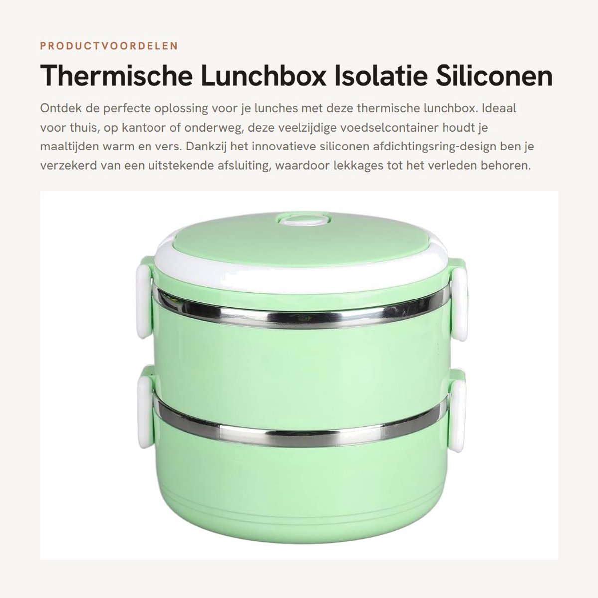 Dailygoods- Lunchbox Thermisch - Roestvrij Stalen Voedselcontainer - Dubbellaags - Verzegeld - Stapelbaar - Siliconen Afdichtingsring