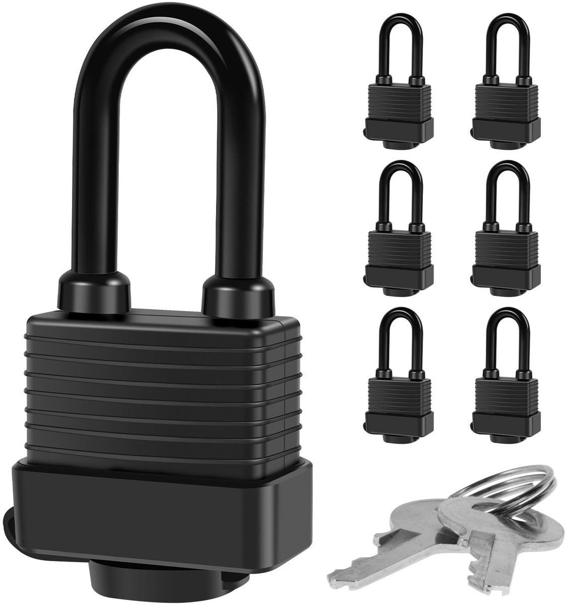 Dailygoods- Hangslot Waterdicht - 6 Stuks - Weerbestendig - Kunststof Coating - Sleutels - Schokbestendig Sluitmechanisme - Sloten