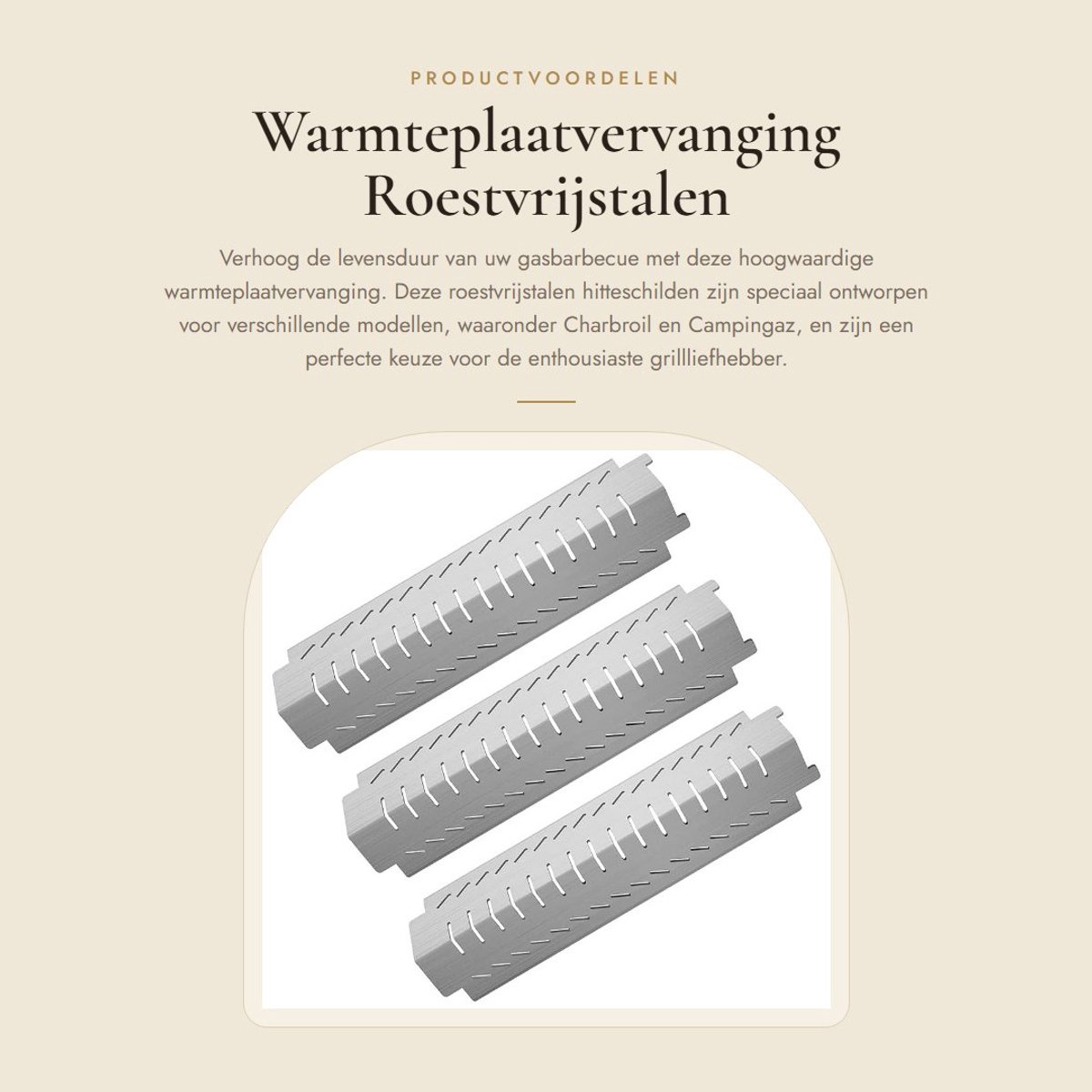 Dailygoods- Warmteplaat 38,1 cm - Roestvrijstalen Grillplaat - Vervangingsonderdelen - Geschikt voor Charbroil - Voor Thermos - 3 Stuks