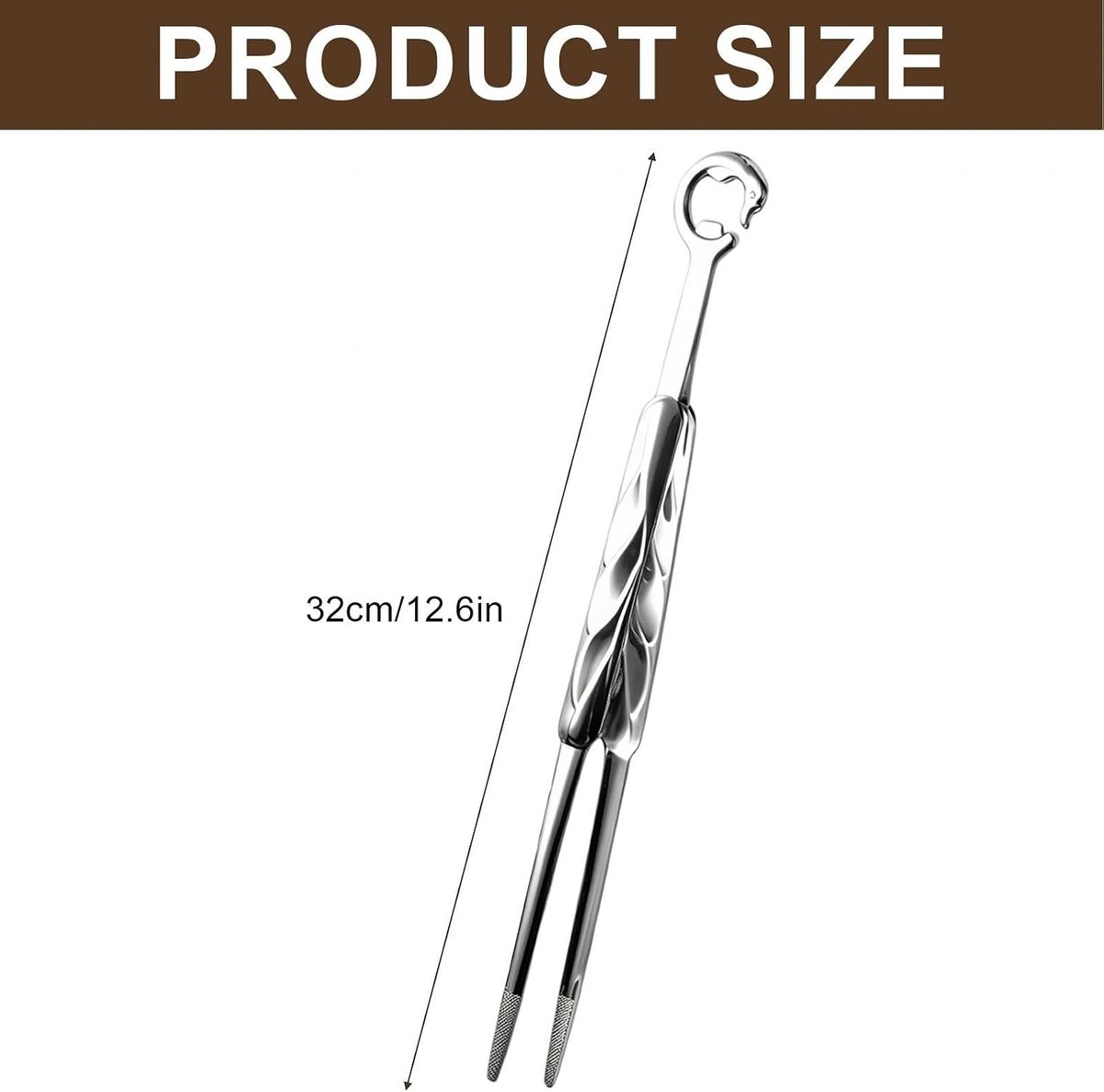 Kookpincet van roestvrij staal, 32 cm, multifunctioneel vleespincet met flesopener, ideaal voor grillen en koken in de keuken of op camping