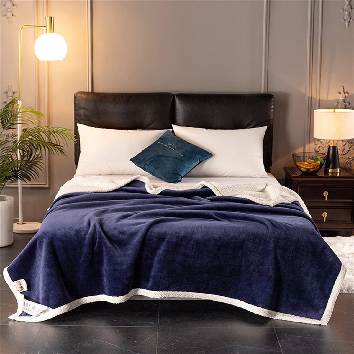 stijl dubbellaags effen kleur nobele samengestelde wol deken verdikking golf patroon randen koraal wollen deken Zachte deken (Color : H, Size : Double thickening1.5)