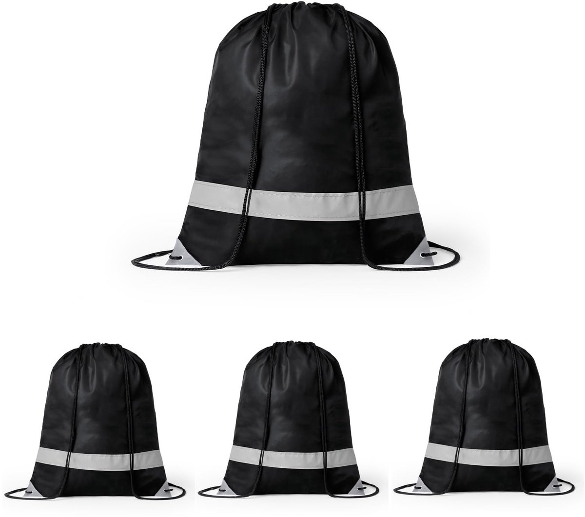 noTrash2003 4 stuks gymtassen met trekkoord, sporttas, sporttas, rugzak, waterdichte tas, gymtas voor dames, heren, jongens, meisjes, tieners, veiligheid in het donker