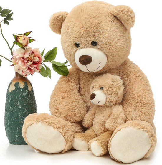 grote teddybeer 100 cm met kleine beer, zachte teddybeer groot XXL, enorme teddybeer XXL knuffeldier voor vriendin, meisjes, kinderen — afbeelding 5