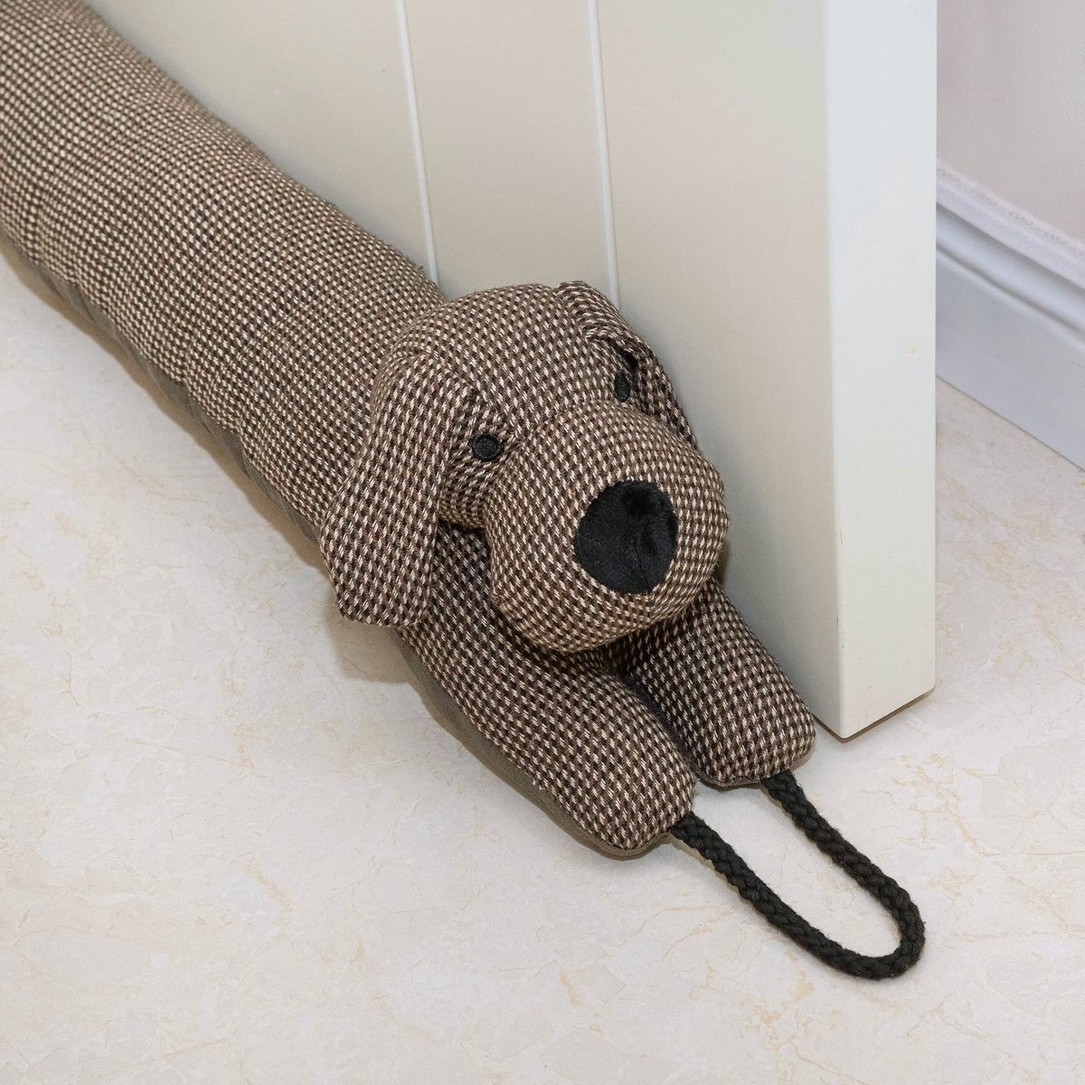 Decoratieve Windstopper 106cm voor Deur & Raam, Verzwaarde Tochtstopper Geluidsblokker voor Onderkant Deur - Bruine Hond 42"