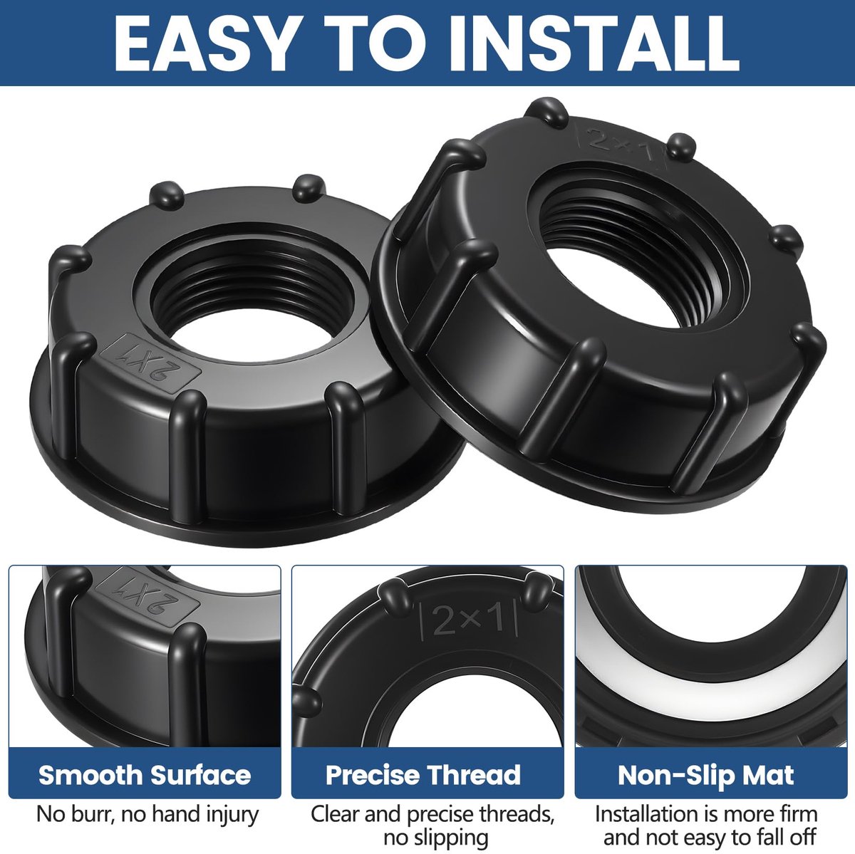 2 Stuks IBC Adapter Dop, IBC Adapter 1 Inch Binnendraad, Kunststof IBC Tank Kraan Afsluitdop S60x6 Accessoires Voor 1000 Liter Watertank Container 1 Inch, tankadapter, Zwart